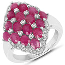 3.80 Carat Ruby and White Zircon .925 Sterling Silver Ring-2