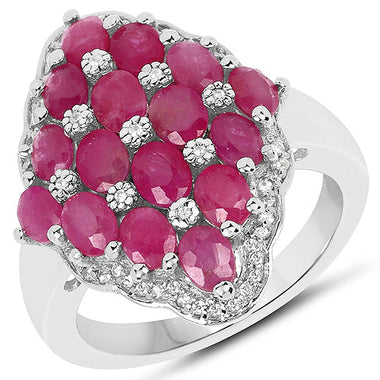 3.80 Carat Ruby and White Zircon .925 Sterling Silver Ring - 0