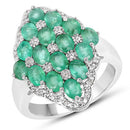 2.68 Carat Genuine Zambian Emerald and White Zircon .925 Sterling Silver Ring-5