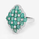 2.68 Carat Genuine Zambian Emerald and White Zircon .925 Sterling Silver Ring-8