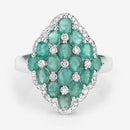 2.68 Carat Genuine Zambian Emerald and White Zircon .925 Sterling Silver Ring-12