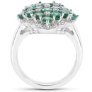 2.68 Carat Genuine Zambian Emerald and White Zircon .925 Sterling Silver Ring-6