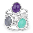 4.00 Carat Genuine Multi Stone .925 Sterling Silver Ring-6