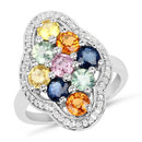 2.63 Carat Genuine Multi Sapphire .925 Sterling Silver Ring-4