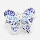 3.60 Carat Genuine Tanzanite and Swiss Blue Topaz .925 Sterling Silver Ring-9