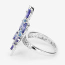 3.60 Carat Genuine Tanzanite and Swiss Blue Topaz .925 Sterling Silver Ring-11