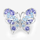 3.60 Carat Genuine Tanzanite and Swiss Blue Topaz .925 Sterling Silver Ring-12