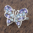 3.60 Carat Genuine Tanzanite and Swiss Blue Topaz .925 Sterling Silver Ring-13