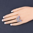 3.60 Carat Genuine Tanzanite and Swiss Blue Topaz .925 Sterling Silver Ring-14