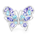 3.60 Carat Genuine Tanzanite and Swiss Blue Topaz .925 Sterling Silver Ring-7