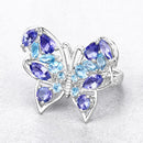 3.60 Carat Genuine Tanzanite and Swiss Blue Topaz .925 Sterling Silver Ring-8