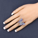 3.60 Carat Genuine Tanzanite and Swiss Blue Topaz .925 Sterling Silver Ring-9