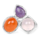 5.21 Carat Genuine Rose Quartz, Carnelian And Charolite .925 Sterling Silver Ring-6