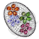 5.01 Carat Genuine Multi Stones .925 Sterling Silver Ring-5