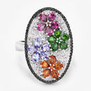 5.01 Carat Genuine Multi Stones .925 Sterling Silver Ring-9