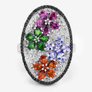 5.01 Carat Genuine Multi Stones .925 Sterling Silver Ring-12
