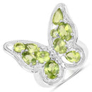 4.61 Carat Genuine Peridot and White Topaz .925 Sterling Silver Ring-1