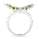 4.61 Carat Genuine Peridot and White Topaz .925 Sterling Silver Ring-2