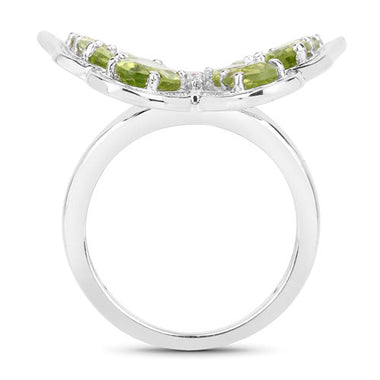 4.61 Carat Genuine Peridot and White Topaz .925 Sterling Silver Ring - 0