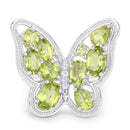 4.61 Carat Genuine Peridot and White Topaz .925 Sterling Silver Ring-3