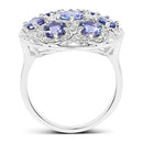 2.00 Carat Genuine Tanzanite and White Zircon .925 Sterling Silver Ring-5