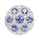 2.00 Carat Genuine Tanzanite and White Zircon .925 Sterling Silver Ring-6