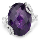 10.44 Carat Genuine Amethyst and White Topaz .925 Sterling Silver Ring-6