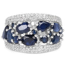 3.61 Carat Genuine Blue Sapphire and White Zircon .925 Sterling Silver Ring-7
