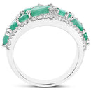 3.27 Carat Genuine Emerald and White Zircon .925 Sterling Silver Ring-5