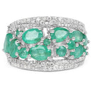 3.27 Carat Genuine Emerald and White Zircon .925 Sterling Silver Ring-6
