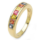 14K Yellow Gold Plated 1.26 Carat Genuine Multi Sapphire .925 Sterling Silver Ring-5