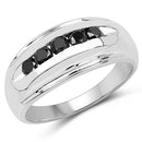 0.50 Carat Genuine Black Diamond .925 Sterling Silver Ring-4