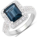 5.03 Carat Genuine London Blue Topaz and White Topaz .925 Sterling Silver Ring-2