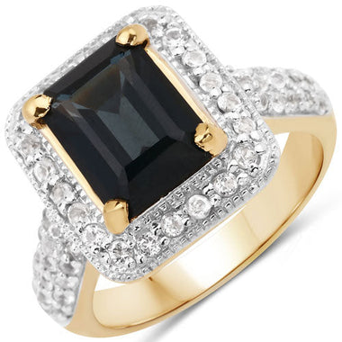 5.03 Carat Genuine London Blue Topaz and White Topaz .925 Sterling Silver Ring - 0