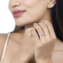 0.75 Carat Genuine Ruby and White Diamond 14K White Gold Ring-11