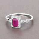 0.75 Carat Genuine Ruby and White Diamond 14K White Gold Ring-8