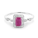0.75 Carat Genuine Ruby and White Diamond 14K White Gold Ring-7