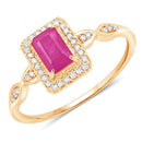 0.75 Carat Genuine Ruby and White Diamond 14K Yellow Gold Ring-6