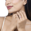 0.75 Carat Genuine Ruby and White Diamond 14K Yellow Gold Ring-16