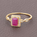 0.75 Carat Genuine Ruby and White Diamond 14K Yellow Gold Ring-9