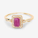 0.75 Carat Genuine Ruby and White Diamond 14K Yellow Gold Ring-10