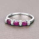 0.73 Carat Genuine Ruby and White Diamond 14K White Gold Ring-8