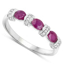 0.73 Carat Genuine Ruby and White Diamond 14K White Gold Ring-6