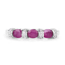 0.73 Carat Genuine Ruby and White Diamond 14K White Gold Ring-7