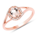 0.78 Carat Genuine Morganite and White Diamond 14K Rose Gold Ring-5