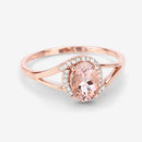 0.78 Carat Genuine Morganite and White Diamond 14K Rose Gold Ring-10