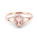 0.78 Carat Genuine Morganite and White Diamond 14K Rose Gold Ring-7