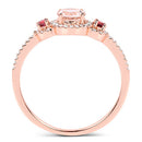 0.63 Carat Genuine Morganite, Pink Tourmaline and White Diamond 14K Rose Gold Ring-6