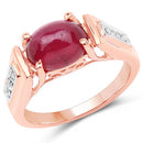14K Rose Gold Plated 4.71 Carat Genuine Glass Filled Ruby and White Topaz .925 Sterling Silver Ring-4
