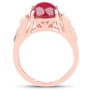 14K Rose Gold Plated 4.71 Carat Genuine Glass Filled Ruby and White Topaz .925 Sterling Silver Ring-5